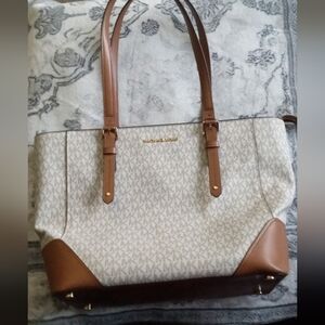 Michael Kors Brown and Cream Tote Bag